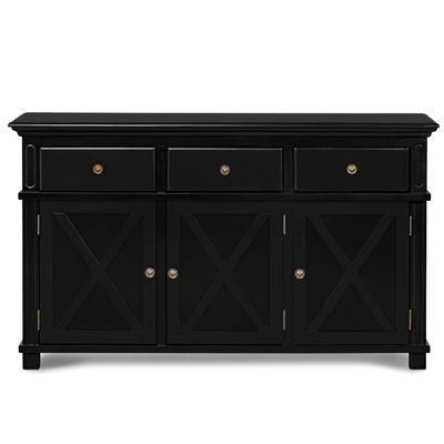 Sorrento 3 Door Hamptons 145cm Buffet Black