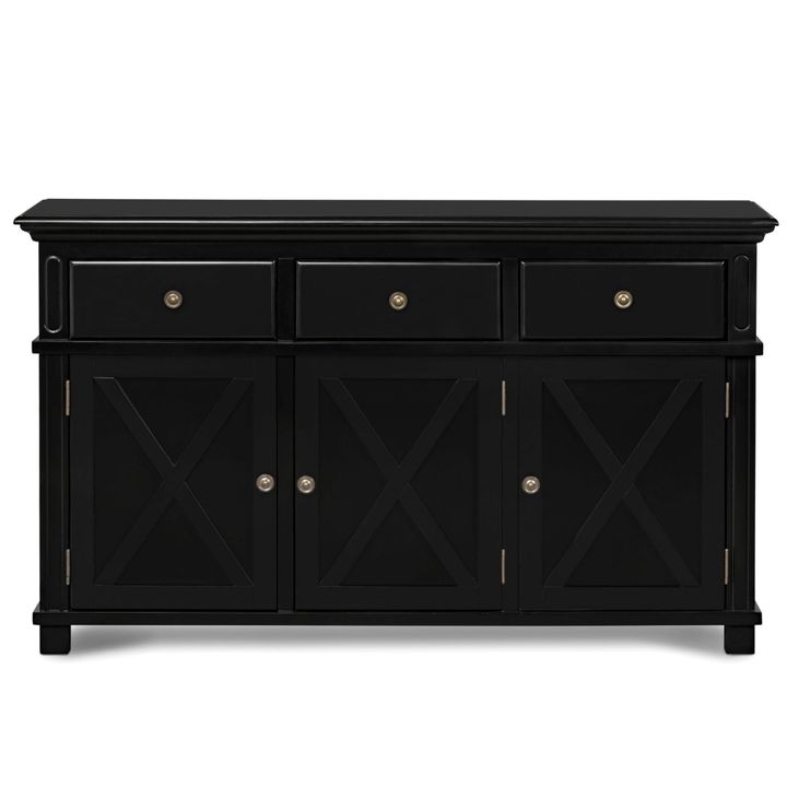 Sorrento 3 Door Hamptons 145cm Buffet Black