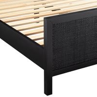 Santorini Hamptons Timber/Rattan Queen Bed Black