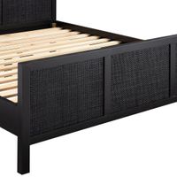 Santorini Hamptons Timber/Rattan Queen Bed Black