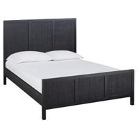 Santorini Hamptons Timber/Rattan Queen Bed Black