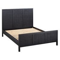 Santorini Hamptons Timber/Rattan Queen Bed Black