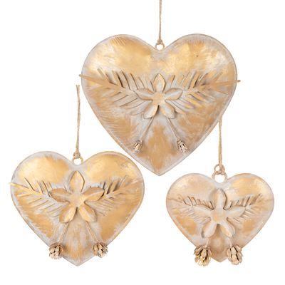 Tiff Gilt Hearts Set of 3 Antique Gold