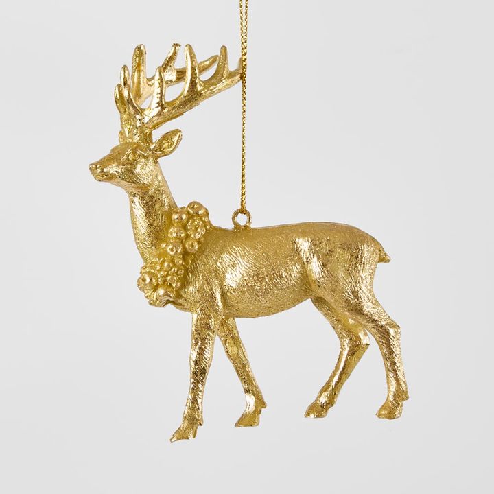 Golden Standing Deer Tree Decoration