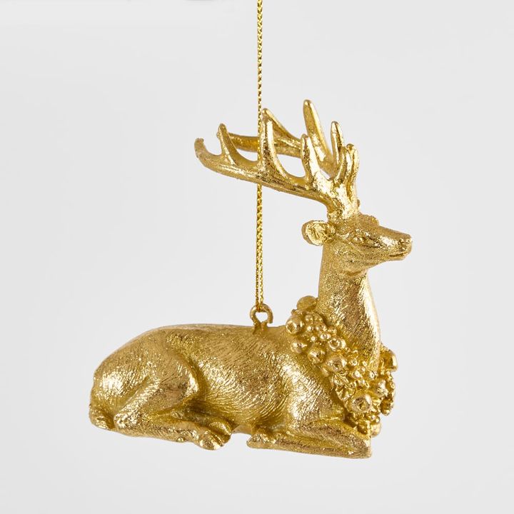 Golden Lying Deer Tree Decoration