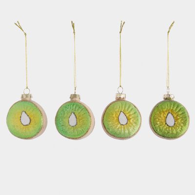 Sugared Kiwi Fruit Decorations - Set of 4