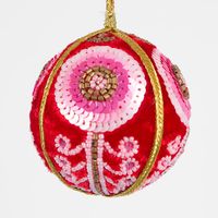 Velvet Scroll Bauble Red