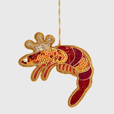 King Prawn Sequin Tree Decoration