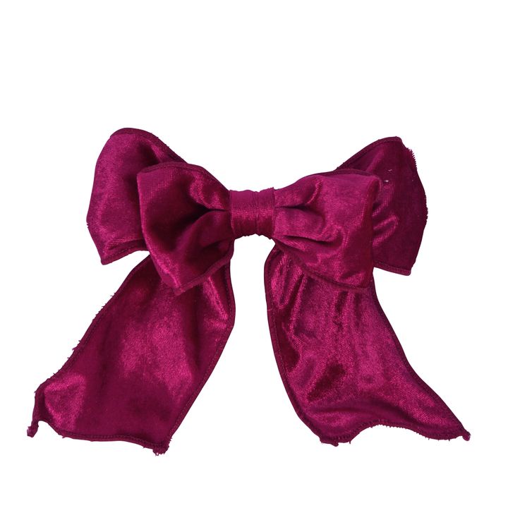 Velvet Clip on Bow Magenta