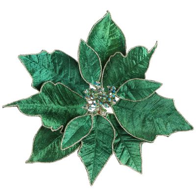 Velve Clip on Poinsettia Dark Green