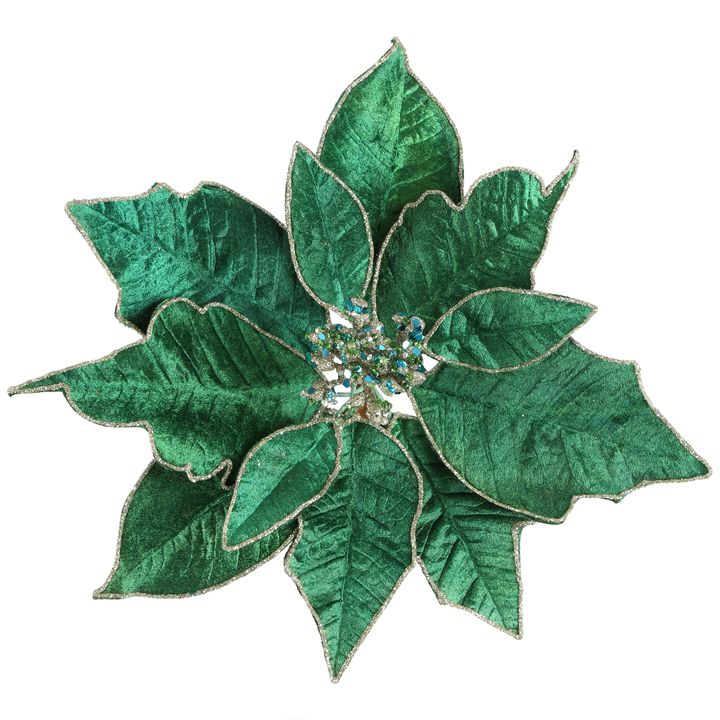 Velve Clip on Poinsettia Dark Green