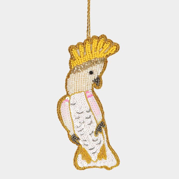 Yellow Crested Cockatoo Hanging Tree Decoration