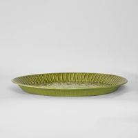 Embossed Enamel Round Tray Green