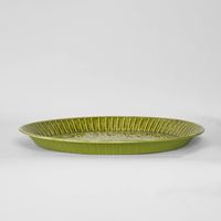 Embossed Enamel Round Tray Green