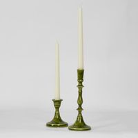 Saxsa Enamel Candle Stand Green