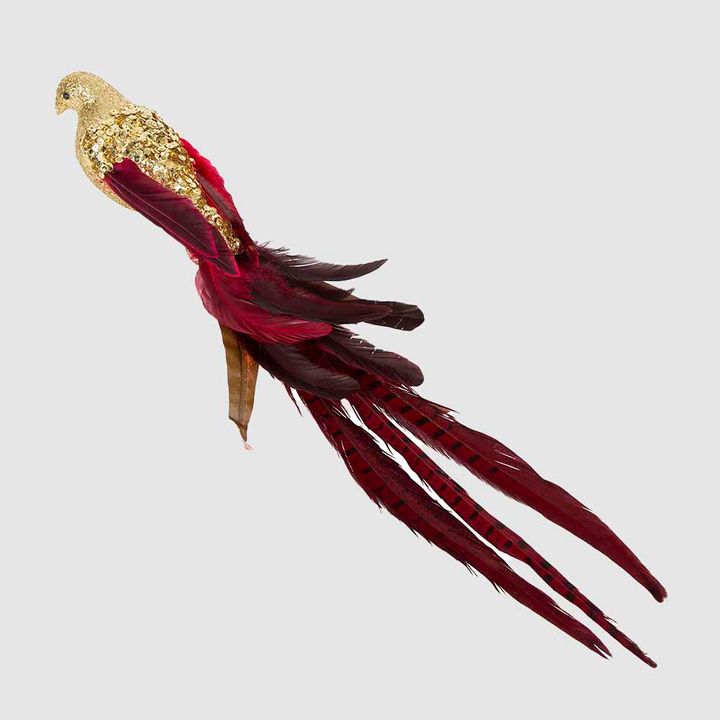 Lamson Sequin Clip On Bird Gold with Red Tail
