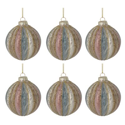 Cimmon Boxed Set of 6 Baubles Champagne