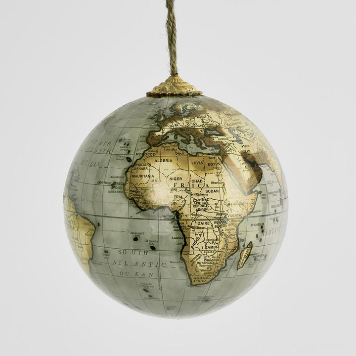 Light Blue Hanging Globe Ornament
