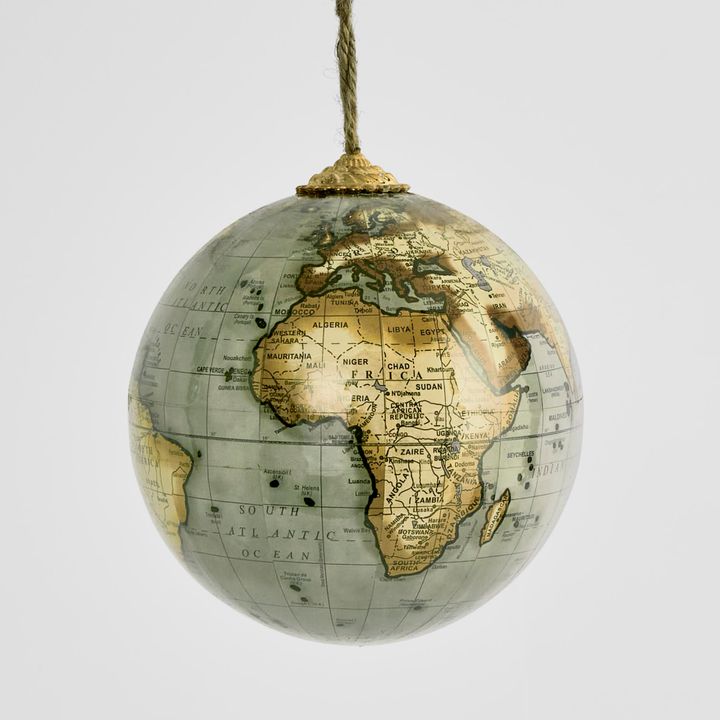 Light Blue Hanging Globe Ornament