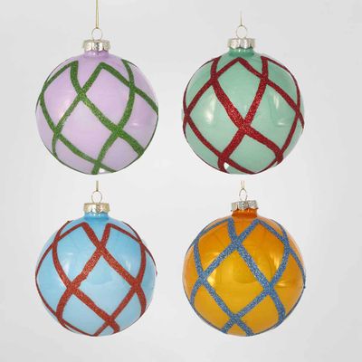 Grid Boxed Set of 4 Baubles