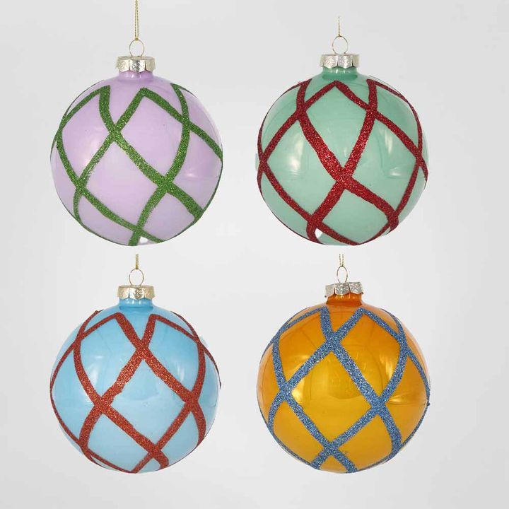Grid Boxed Set of 4 Baubles