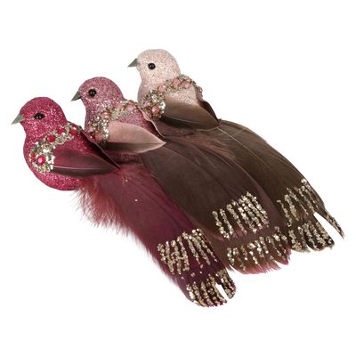 Joule Boxed Set of Three Clip on Birds Pink