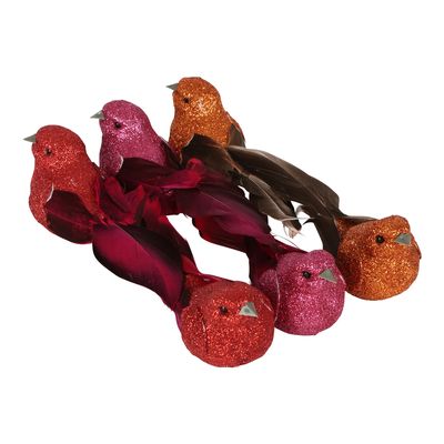 Shishi Clip on Bird Assorted Box of Six Red