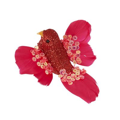 Raj Clip On Bird Decoration Red