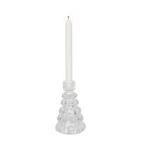 Ice Glass Tree Candle Holder Clear