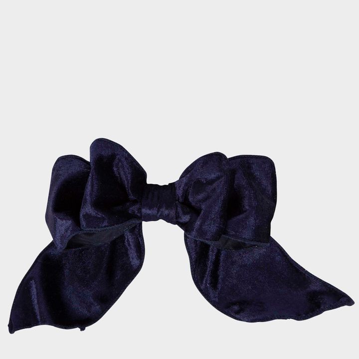 Velvet Clip on Bow SML Navy