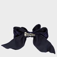 Velvet Clip on Bow SML Navy