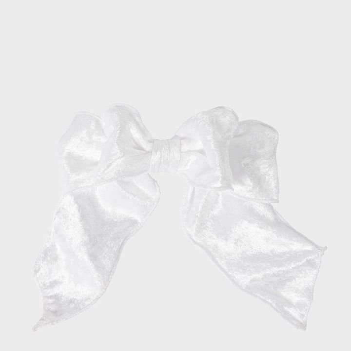 Velvet Clip on Bow SML White