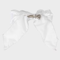 Velvet Clip on Bow SML White