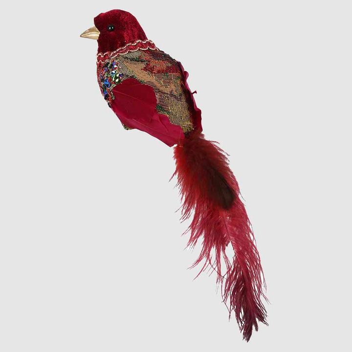 Leila Tapestry Clip on Bird Small Red