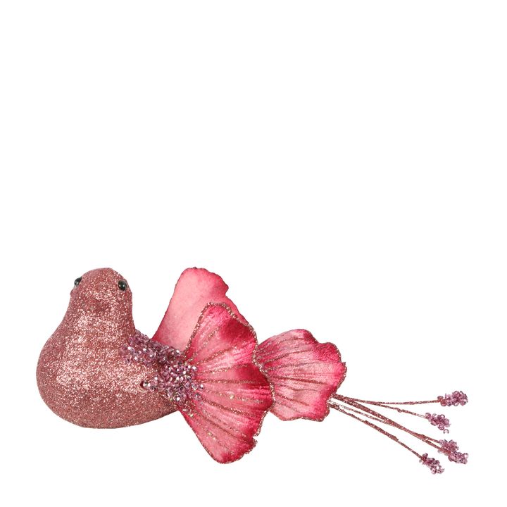 Ginko Glitter Clip on Bird Pink