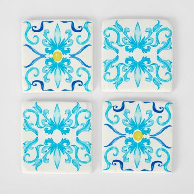 La Dolce Vita Pattern Coasters Blue - Set of 4