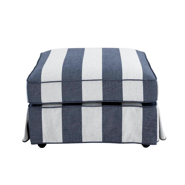 Noosa Hamptons Ottoman Denim/Cream Stripe