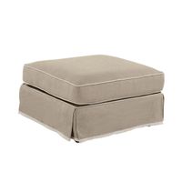 Noosa Hamptons Ottoman Natural W/White Piping