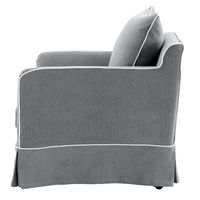 Noosa Hamptons Armchair Grey W/White Piping