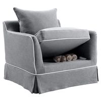 Noosa Hamptons Armchair Grey W/White Piping