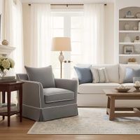 Noosa Hamptons Armchair Grey W/White Piping
