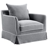 Noosa Hamptons Armchair Grey W/White Piping