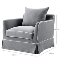 Noosa Hamptons Armchair Grey W/White Piping