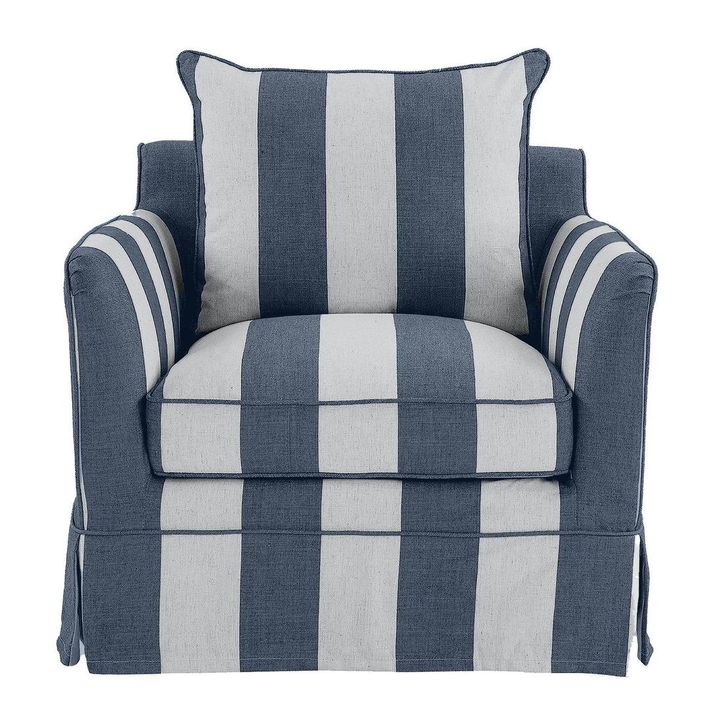 Noosa Hamptons Armchair Denim/Cream Stripe