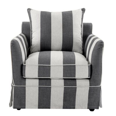 Noosa Hamptons Armchair Grey/Cream Stripe