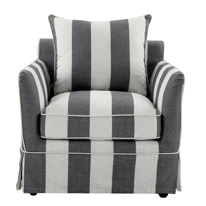 Noosa Hamptons Armchair Grey/Cream Stripe