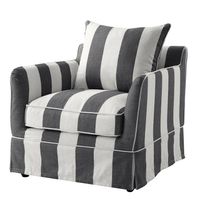 Noosa Hamptons Armchair Grey/Cream Stripe