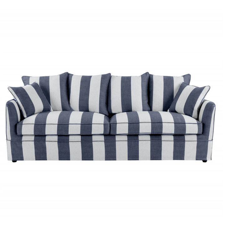 Noosa Hamptons 3 Seat Sofa Denim/Cream Stripe