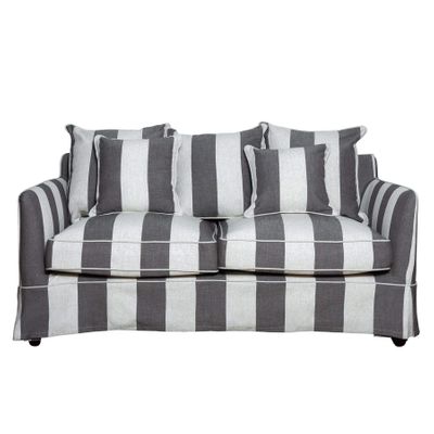 Noosa Hamptons 3 Seat Sofa Grey/Cream Stripe