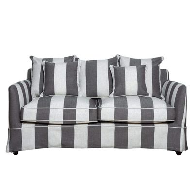 Noosa Hamptons 3 Seat Sofa Grey/Cream Stripe